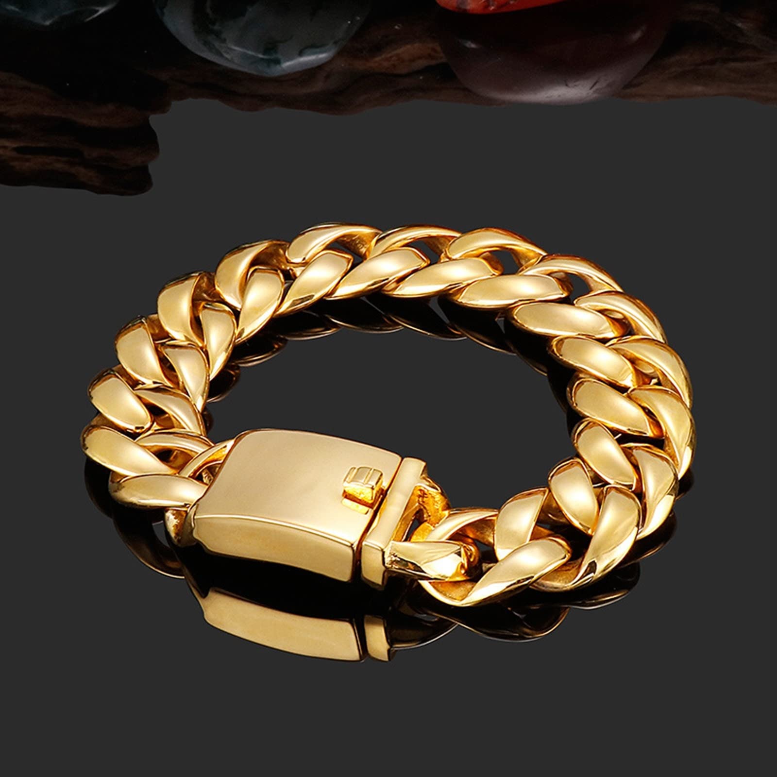 Herren Personalisiert Armband in Edelstahl, Rock Glieder Link Panzerkette Wickelarmband Tolles Geschenk für Männer