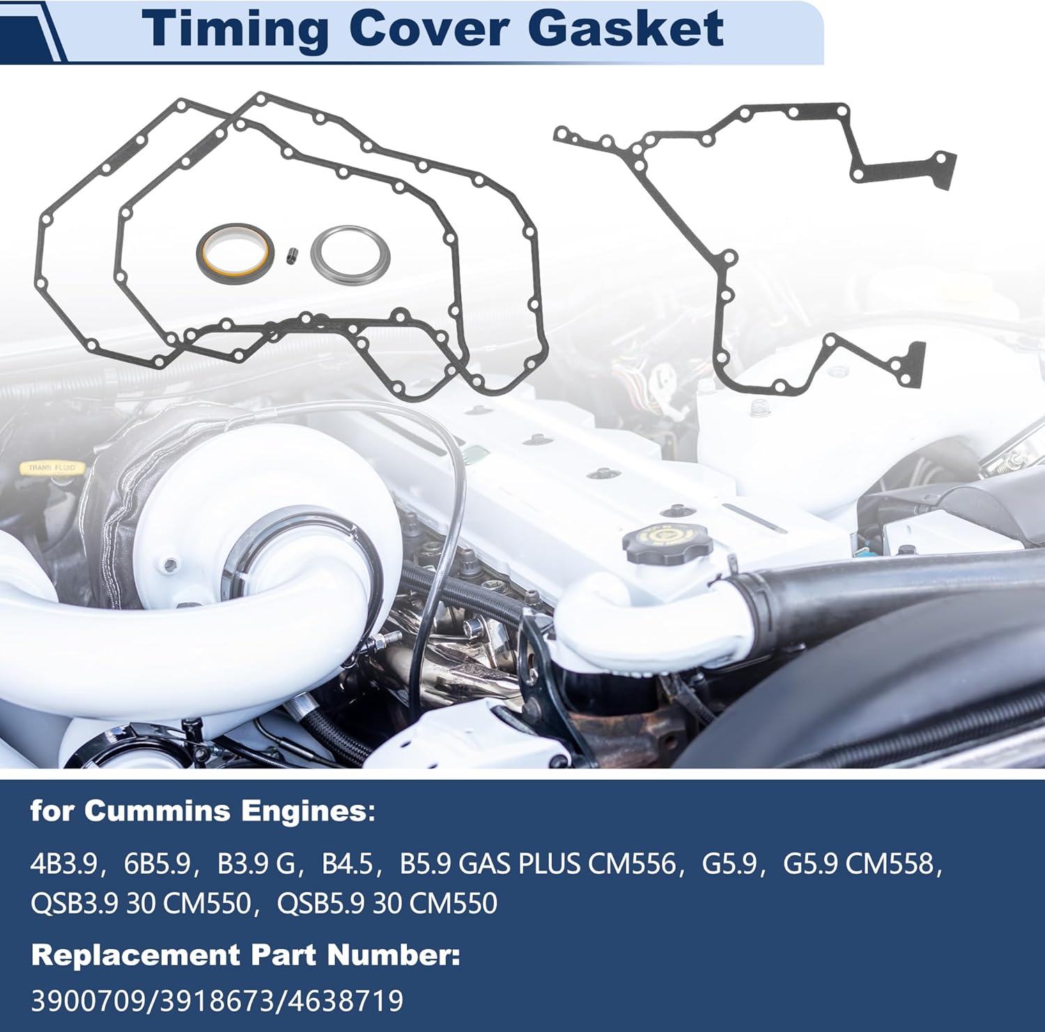 No.3900709/3918673/4638719 Engine Front Timing Gear Cover Gasket Set for Dodge for Ram 2500 3500 for Cummins 1989-2002 D150 D250 D350 W150 W250 W350 12V 4BT 3.9L 6BT 5.9L