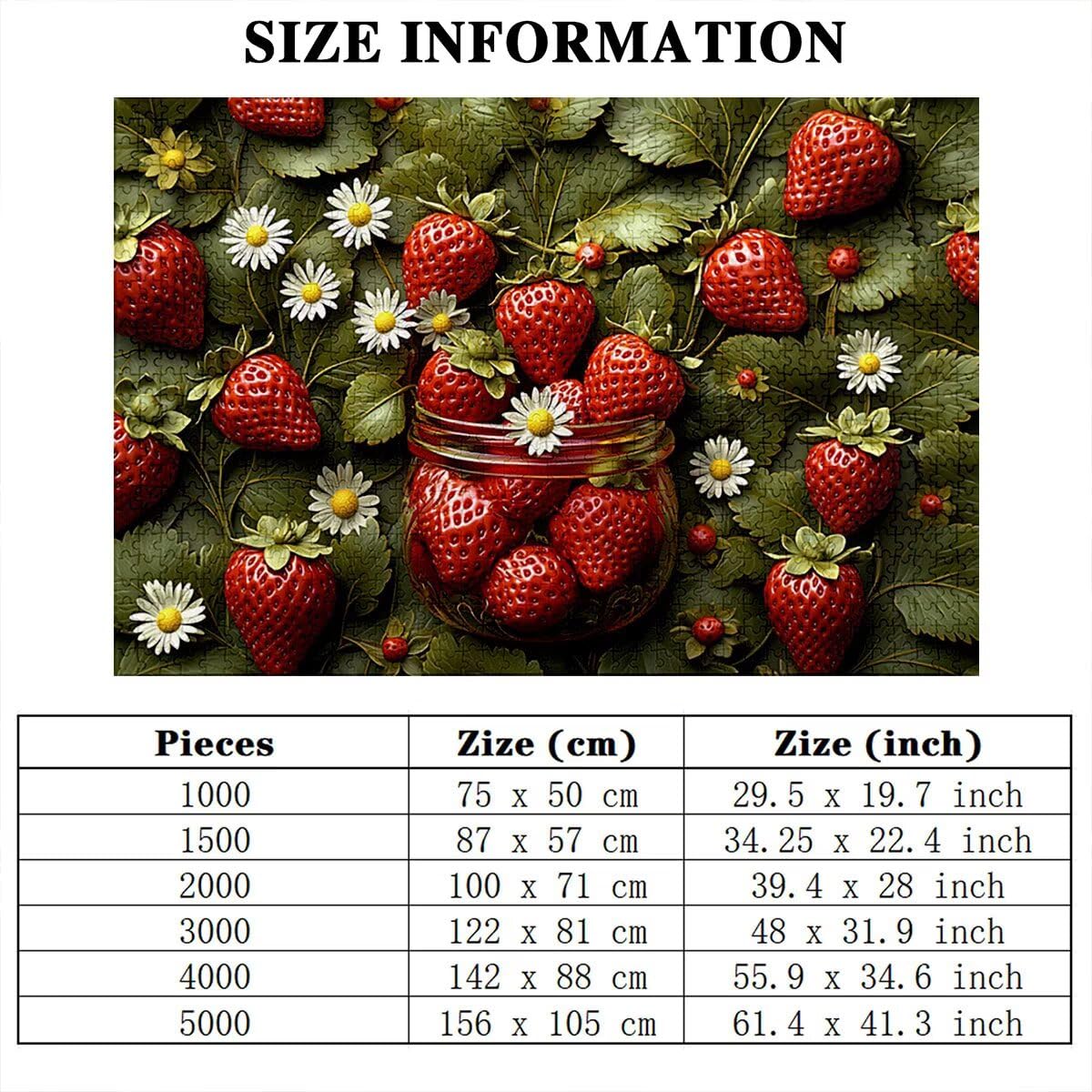 Puzzle 3000 sztuk truskawek dla dorosłych, drewniane puzzle kwiatowe dla dorosłych, trudne drewniane łamigłówki, rodzinne gry edukacyjne, łamigłówki z pudełkiem na prezent do dekoracji domu, prezent