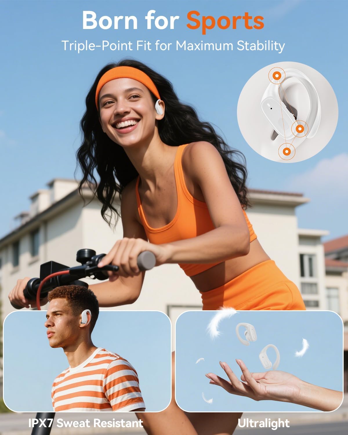 Wireless Earbuds, Sports Bluetooth 5.4 Headphones, Ear Buds with ENC Noise Canceling Mic, 80Hr Playtime Earphones, Palm-sized, LED Power Display, IPX7 Waterproof Headset for Workout Running, White - Image 2