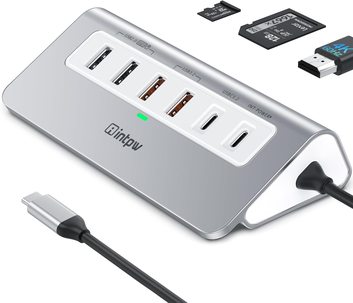 USB C Hub 10Gbps, 9-in-1 USB 3.2 Hub with 4K@60Hz HDMI, Type-C 3.2, 2 USB-A 3.2, 2 USB-A 2.0, PD 100W, SD/TF Slot, Aluminum USB Hub for Laptop, iPhone 16/15 Series, MacBook Air/Pro and More