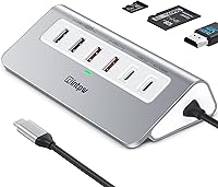 Vista 14 de P9 USB C Hub, INTPW 9-en-1 Adaptador USB Multipuerto con HDMI 4K, PD 100W, USB-C y 2 USB A 3.0 5Gbps, 2 USB A 2.0, Lector de Tarjetas SD/TF, Hub USB