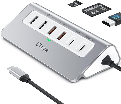 Miniatura 13 de Estación de acoplamiento USB-C P9, concentrador USB C 9 en 1 intpw con HDMI 4K, 3 tipo A/C 3.0 5Gbps, PD 100W, 2 puertos tipo A 2.0, SD/TF,
