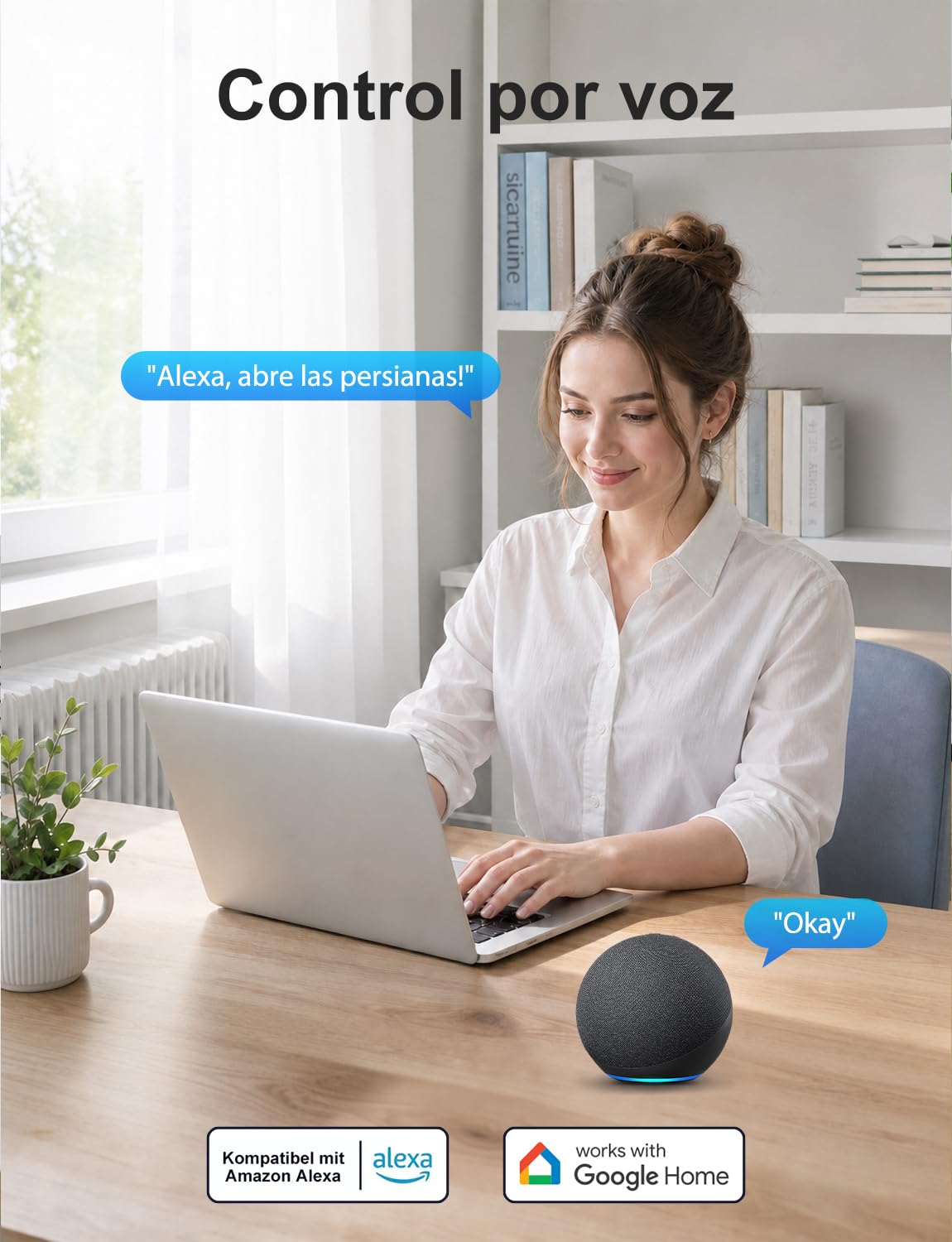Maxcio Interruptor Persiana WiFi Inteligente, Conmutador de Cortina Compatible con Alexa y Google Home, Temporizador Automático, Panel de Vidrio Táctil Empotrable, Requiere Cable Neutro, 2 Packs
