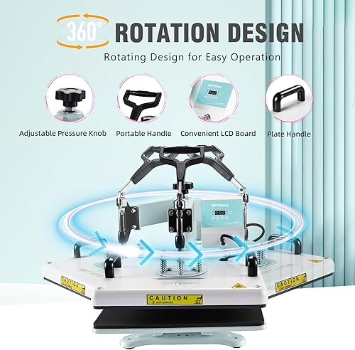 Miniatura 4 de BetterSub Máquina de prensa térmica 5 en 1 de 12 x 15 pulgadas, prensa de sublimación de calidad industrial con accesorio de vaso de 30 onzas