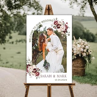 Personalized Wedding Welcome Sign with Photo – Elegant & Unique Picture Board for Ceremony, Reception, Anniversary or Vow Renewal, Perfect Indoor & Outdoor Decoration for Bride & Groom #11