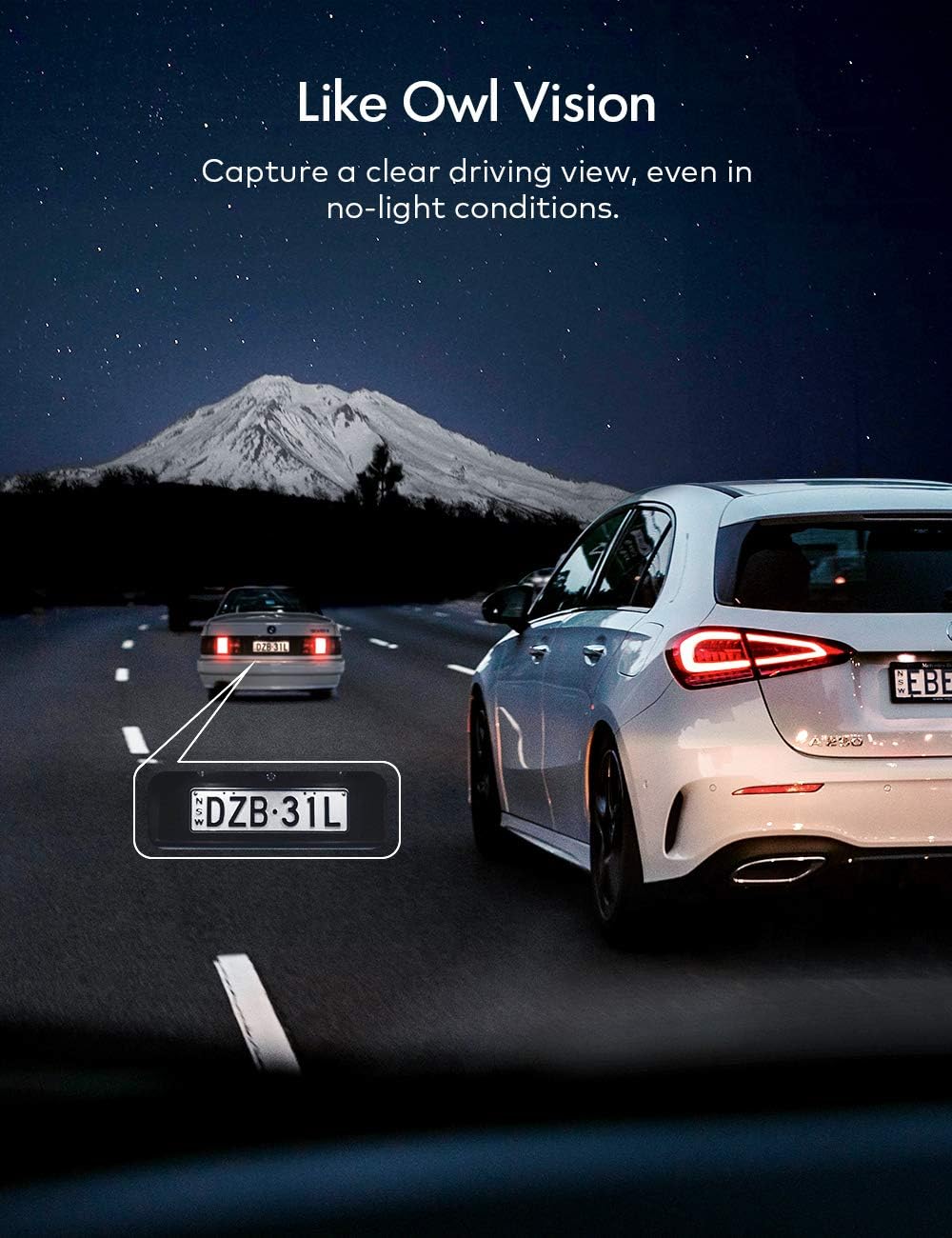 Seamless Recording & Collision Detection feature of the dash cam, showing a laptop screen with a video of a car accident and a lock icon