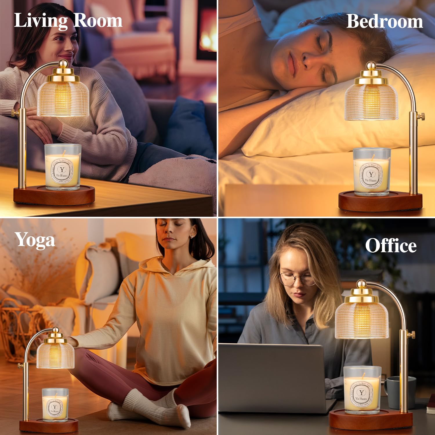 Lámpara calentadora de velas con temporizador y regulador, altura ajustable, aroma en cuestión de minutos, el mejor regalo para mujeres y madres, calentador de cera para velas en tarro con 2 bombillas