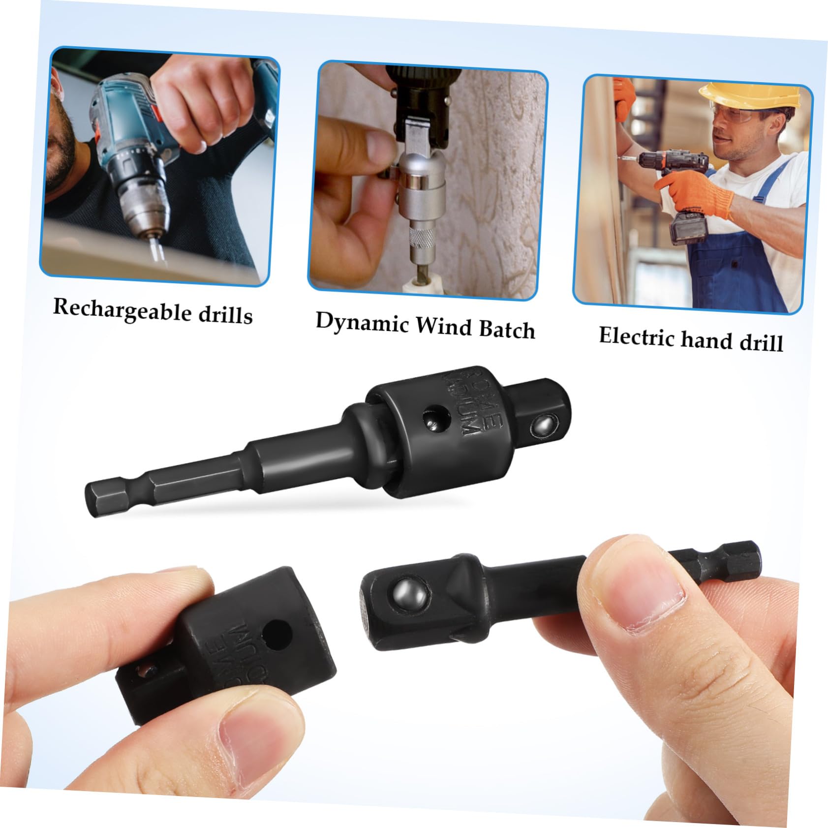 Set Adaptateurs de Douilles à Chocs Acier Chrome-vanadium Extensions et Réducteurs de Tige pour Perceuse Réparation Automobile Polyvalente et Connexion Sécurisée