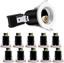 ALUSSO Fire Rated GU10 Can Downlights, LED Recessed Ceiling IP20 Spotlights 90 Minute Fire Resistant, Ф65-70mm Cutout 230V Terminal Block Quick Screwless, Bulbs Not Included, White - 10 Pack