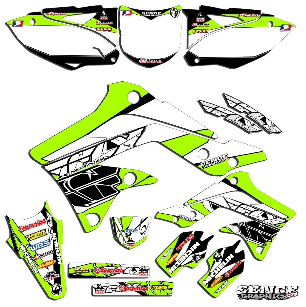 2019-2020 KLX 140G 13 Fly Green Senge Graphics Complete Kit Compatible with Kawasaki