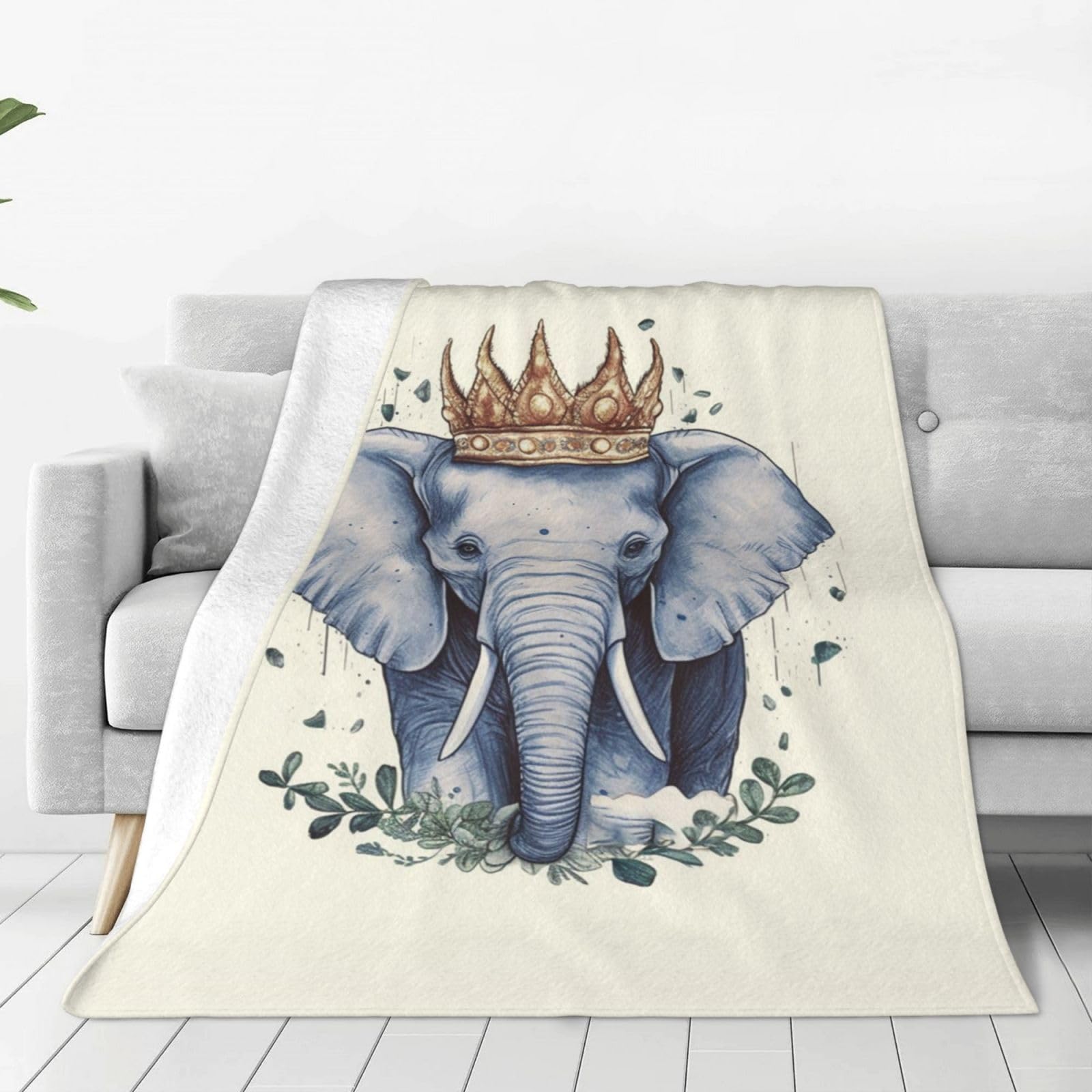 Couverture en micro polaire imprimée éléphant plaid chaud 127x101