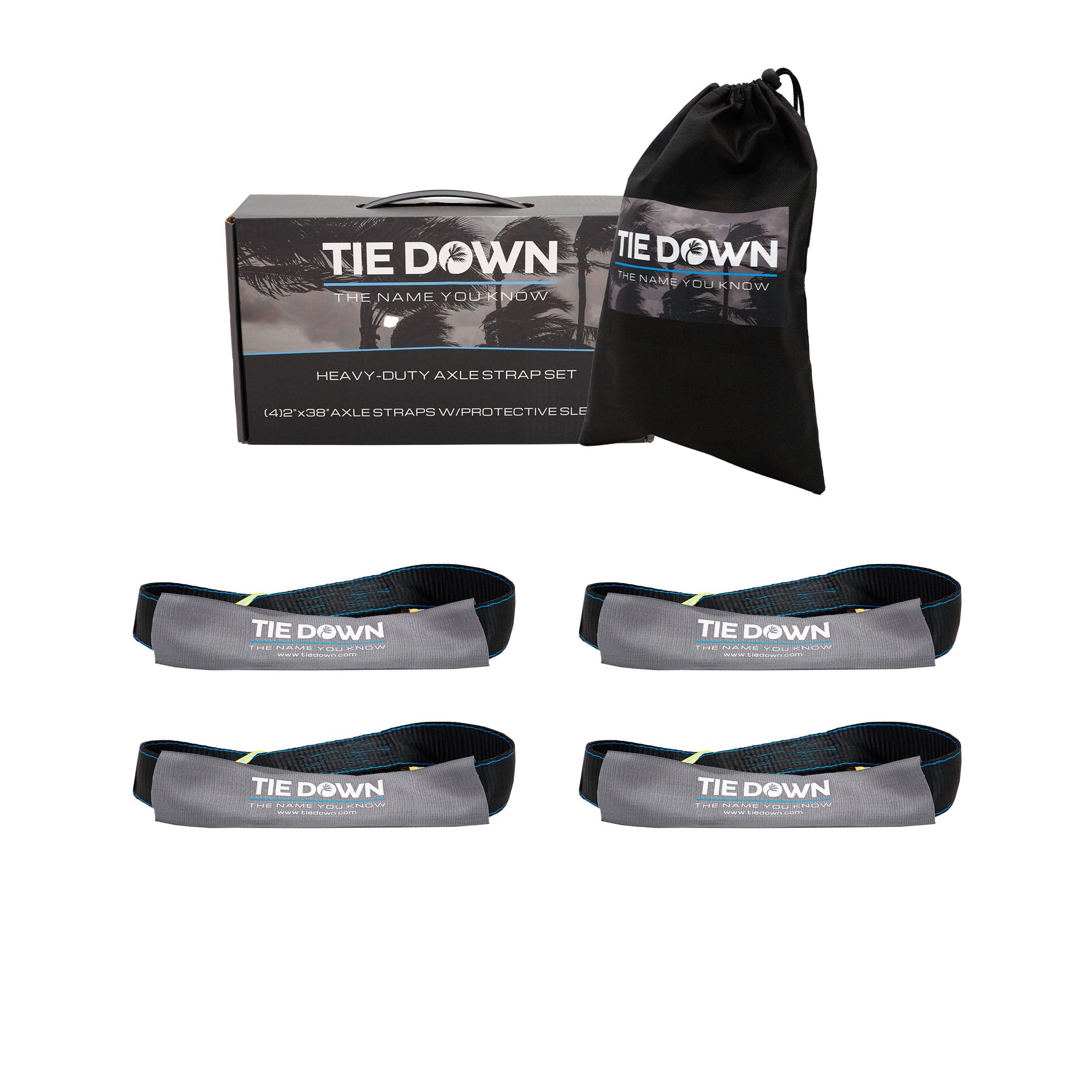 Tie Down 2 in. x 36 in. Black Heavy Duty Axle Strap, 4-Pack Kit - 11125 lbs. Breaking Load Limit