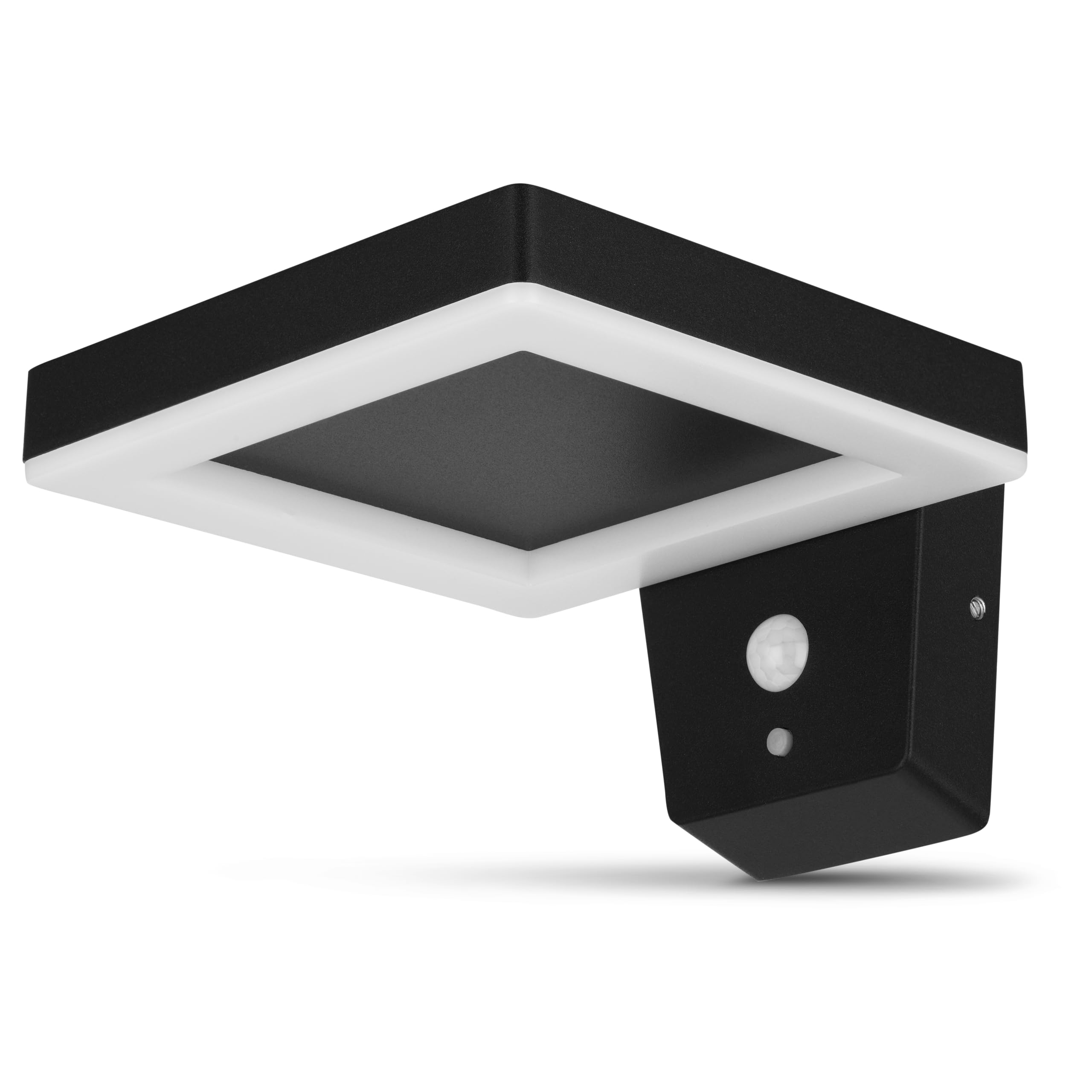 REV Solarlampe für außen SQUARE - Aluminiumgehäuse, Bewegungsmelder & Dämmerungssensor 8m/100°, 270lm, 4000K, IP44, Li-Ion-Akku 2200mAh austauschbar