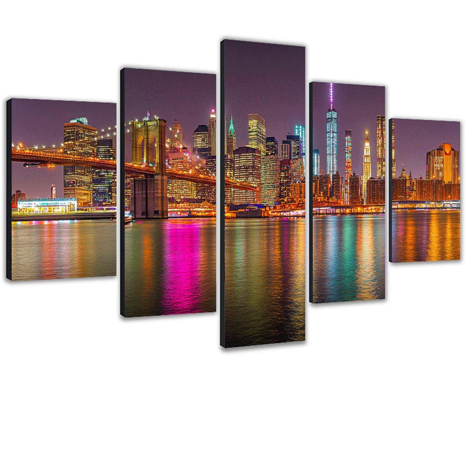 Diamond Painting Erwachsene Groß XXL 5 Teilig 125x250cm, 5D Diamond Painting Farbe Diamant Paintings Bilder Bastel Sets, DIY Malen Nach Zahlen Erwachsene, Bausätze für Diamantmalerei Stadt 0m-1062
