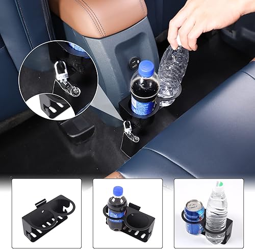 Miniatura 6 de Organizador expansor de portavasos trasero para automóvil compatible con Ford Maverick 2022-2024 Auto de aluminio para asiento trasero de doble