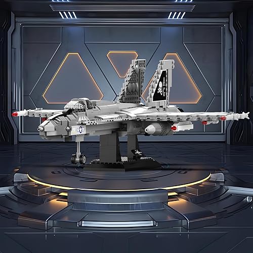 Miniatura 7 de JMBricklayer Juego de construcción de aviones de combate militar 60005, FA-18 Strike Fighter Airplane Toys, coleccionable o exhibir, juguetes de
