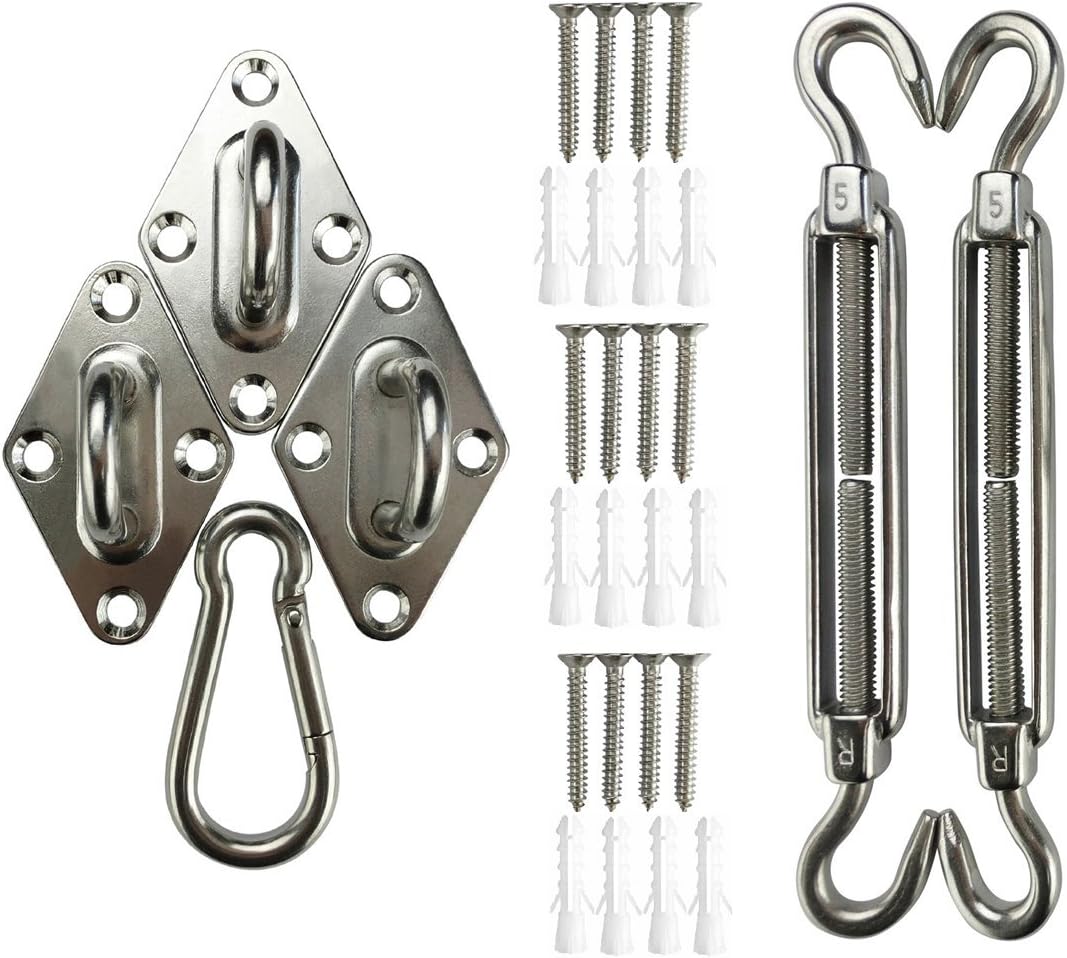 Shade Sail Hardware Kit for Sun Shade Sails Stainless Steel Installation Hardware Kit (5-inch Triangular)