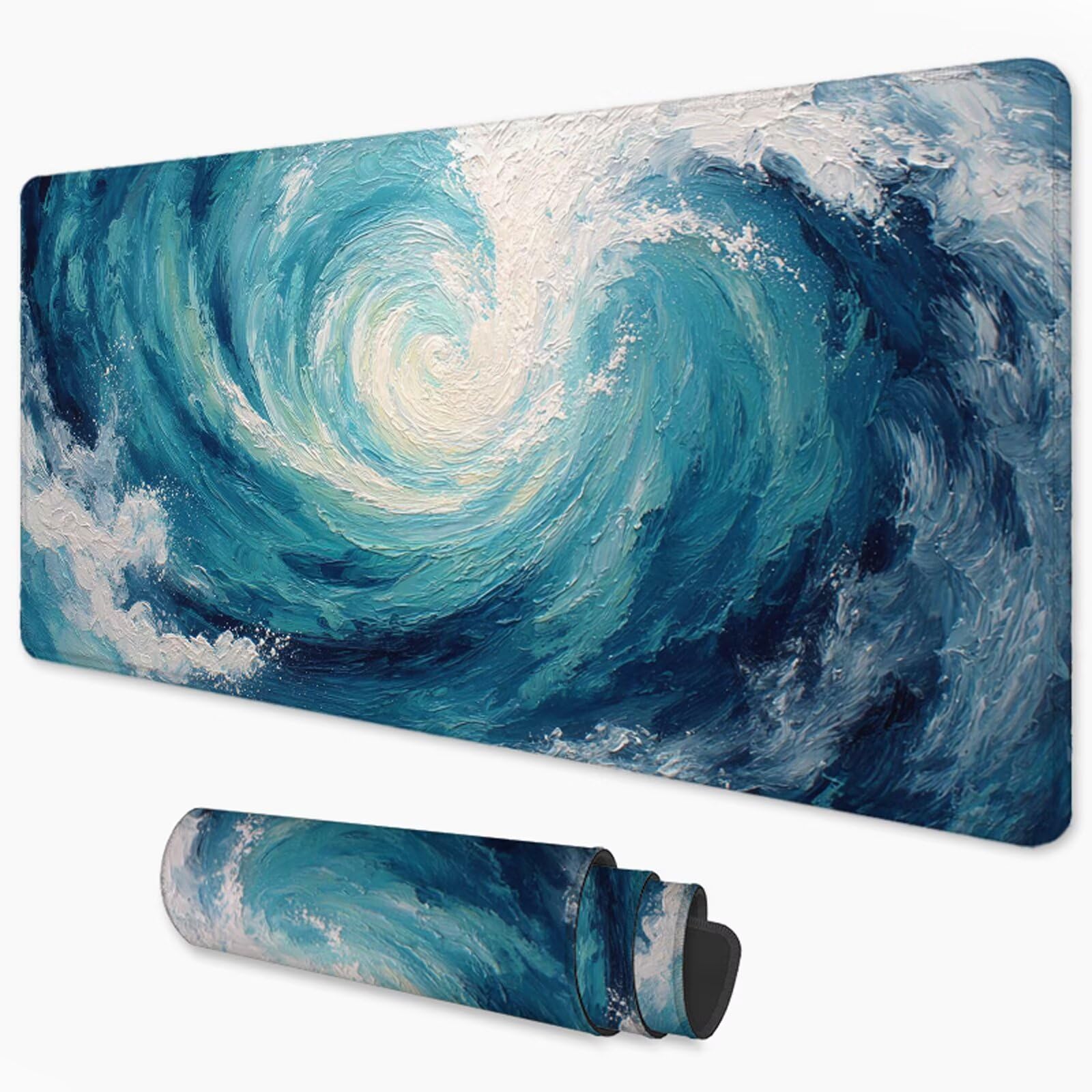 Niebieska podkładka pod mysz XXL 1200 x 600 mm, duża antypoślizgowa podkładka pod mysz do gier, akcesoria biurowe, wodoodporna podkładka pod mysz z zamykaną krawędzią do biura, domu i pokoju zabaw