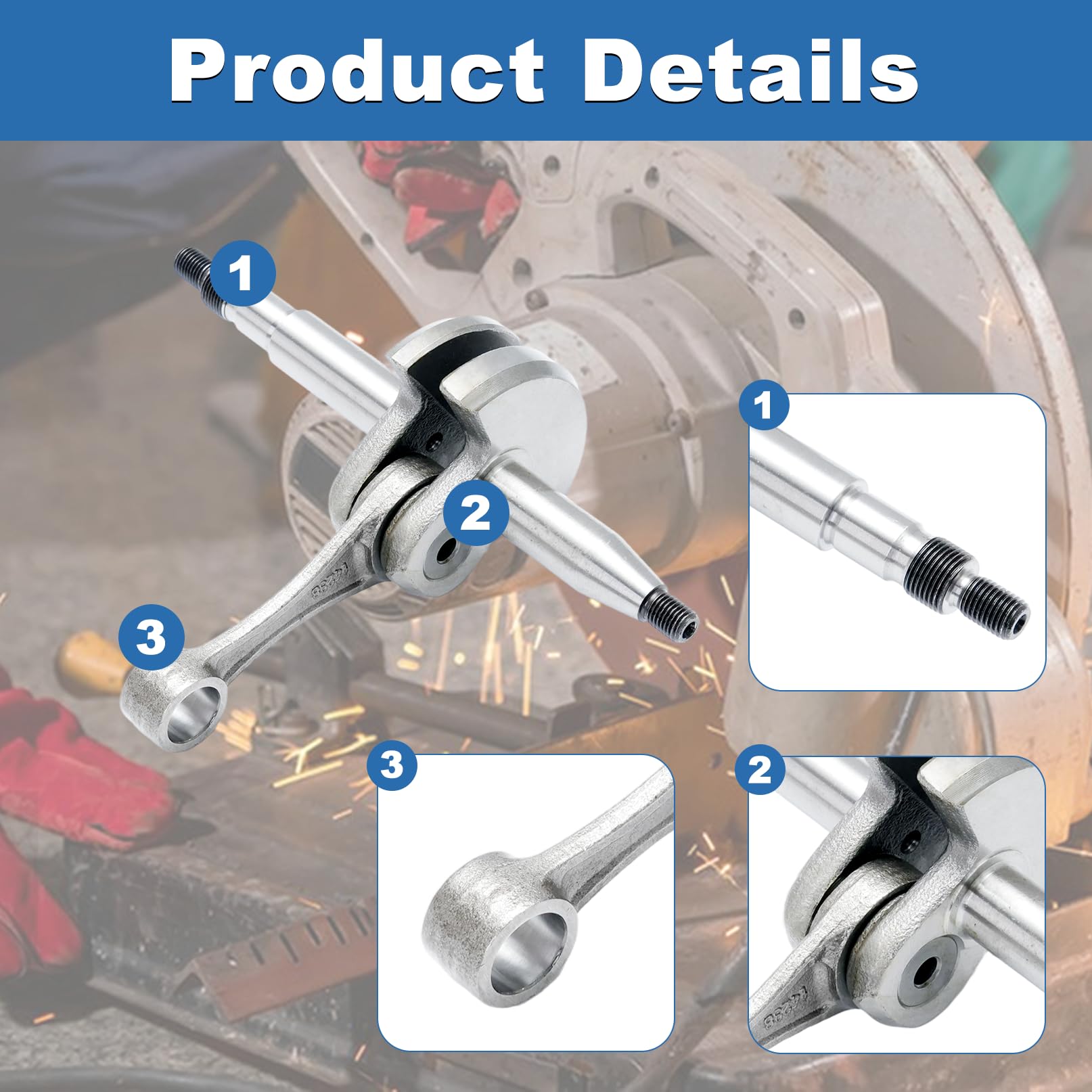 Vilebrequin per Seghe per Calcestruzzo per Stihl TS410 TS420 Seghe da Taglio con Kit Tenute Olio Seghe a Catena Ricambi 4238 030 0400 9640 003 1570