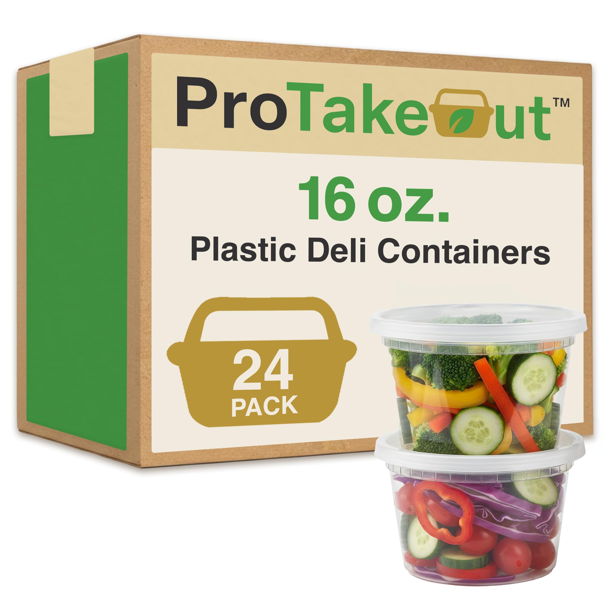 ProTakeOut Heavy Duty Plastic Deli Container [16oz, 24 set]