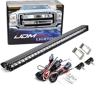 iJDMTOY Upper Grille Mount 30-Inch LED Light Bar Kit Compatible with 2011-2016 Ford F250 F350 Super Duty, Includes (1) 150W High Power LED Lightbar, Grill Mounting Brackets & On/Off Switch Wiring