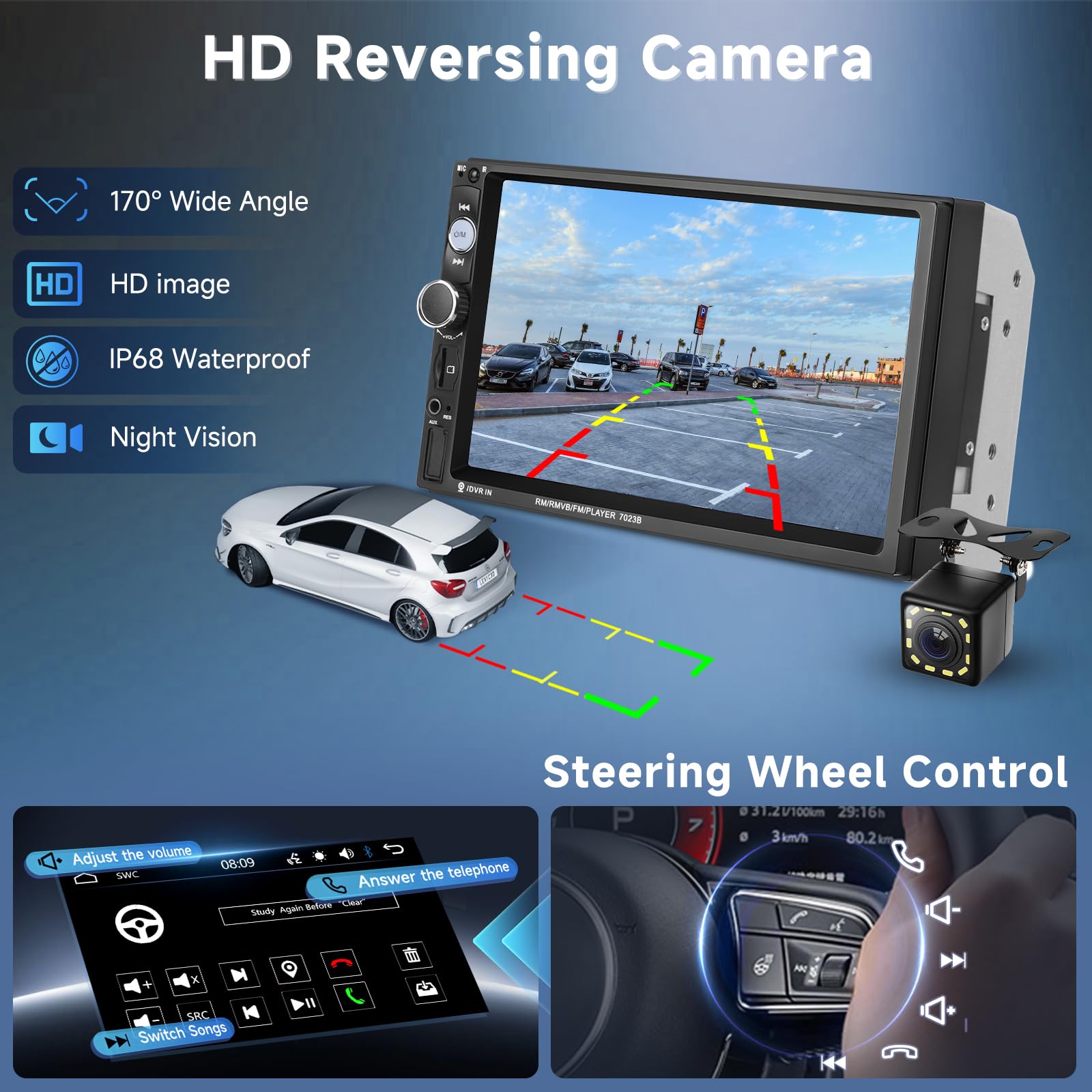 Amazon.co.jp: 2 DinカーステレオBluetooth 7 インチ車のステレオ の
