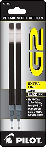 Miniatura 2 de Pilot G2 - Recambios de tinta de gel, punta extrafina, 0.020 in, tinta negra, 6 recambios