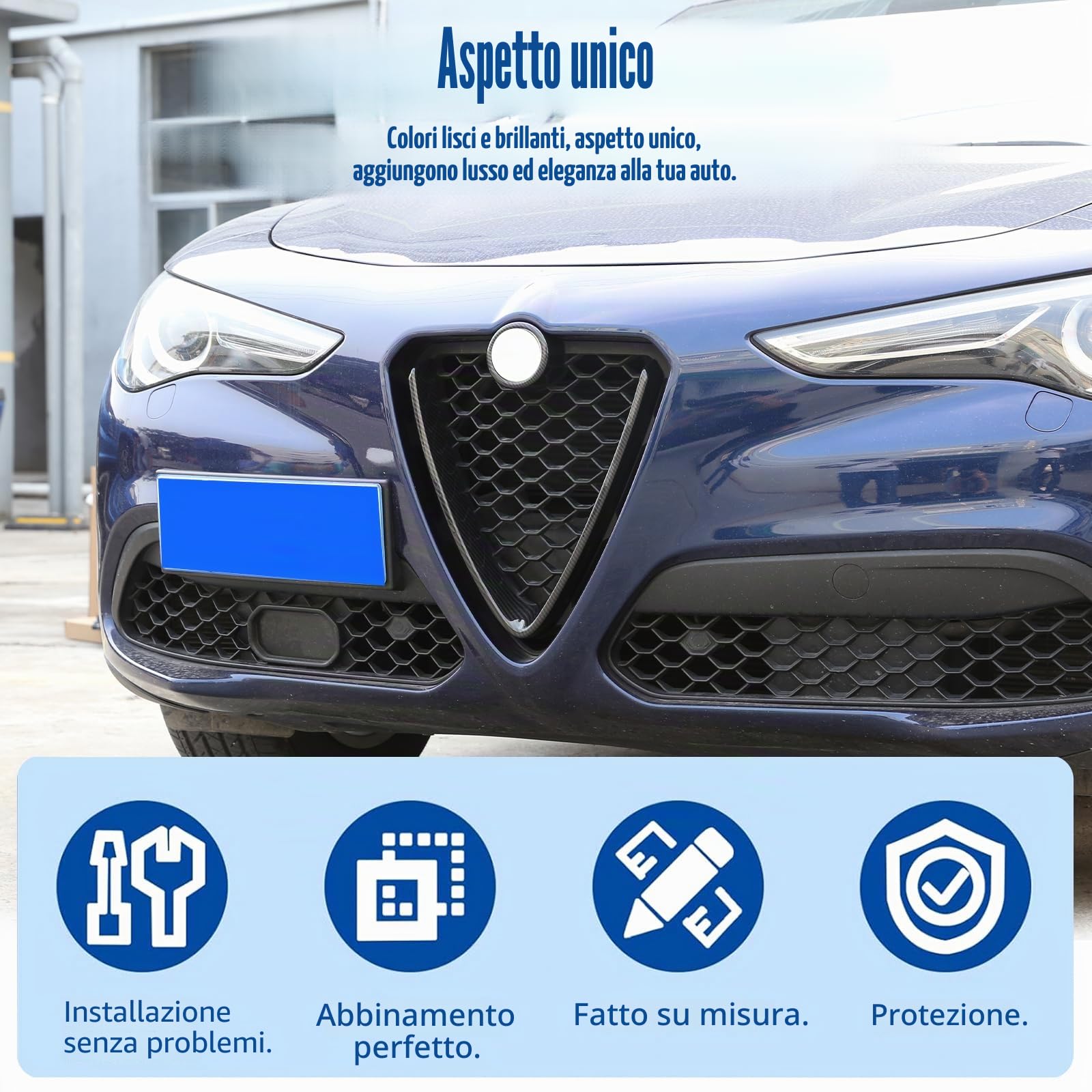 Carbon Fiber Style ABS plastica griglia anteriore decorazione telaio Trim per Stelvio 2017 2018 2019 2020 2021 2022 2023 2024 2025 pezzi