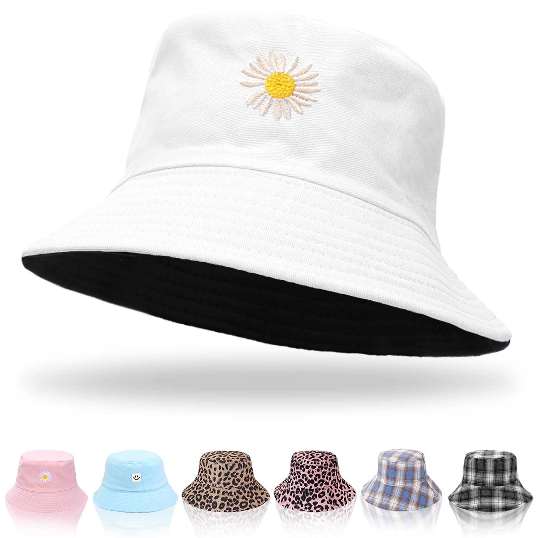 Keho Bucket Hats Women - Reversible Cotton Summer Beach Sun Hats Foldable Fisherman Hat for Travel Beach Hiking UK