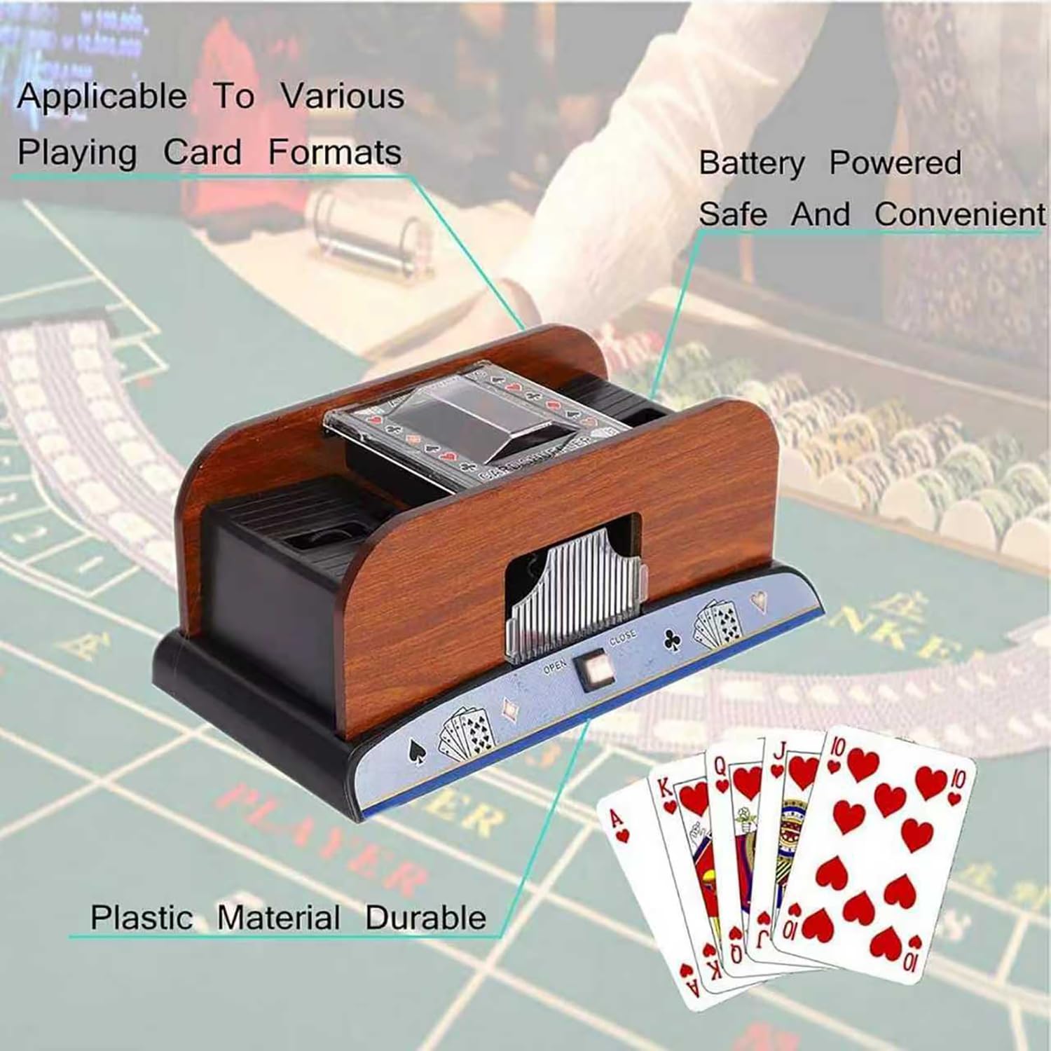 COYEUX Machine Électrique pour Croupier, Mélangeur De Cartes, Machine Automatique À Rotation À 360° pour Séparer Les Cartes, pour Le Blackjack, Le Texas Hold'em