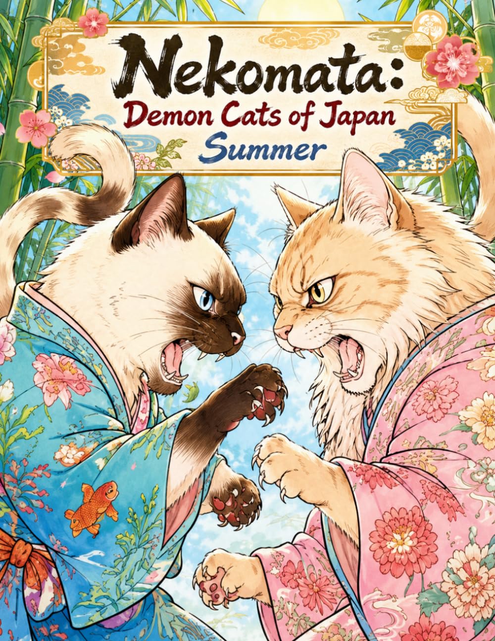 Nekomata: Demon Cats of Japan — Summer: 25 Illustrations of Kimono Cats in the Heat of a Japanese Summer (Yokai Arts Coloring Series)