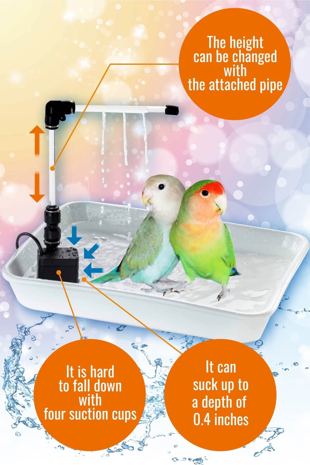Easy Anywhere Mini dispenser d'acqua per doccia, semplice da pulire, parrocchetto, bagno, per uccelli, gatti, piccoli animali, design libero importazione Giappone