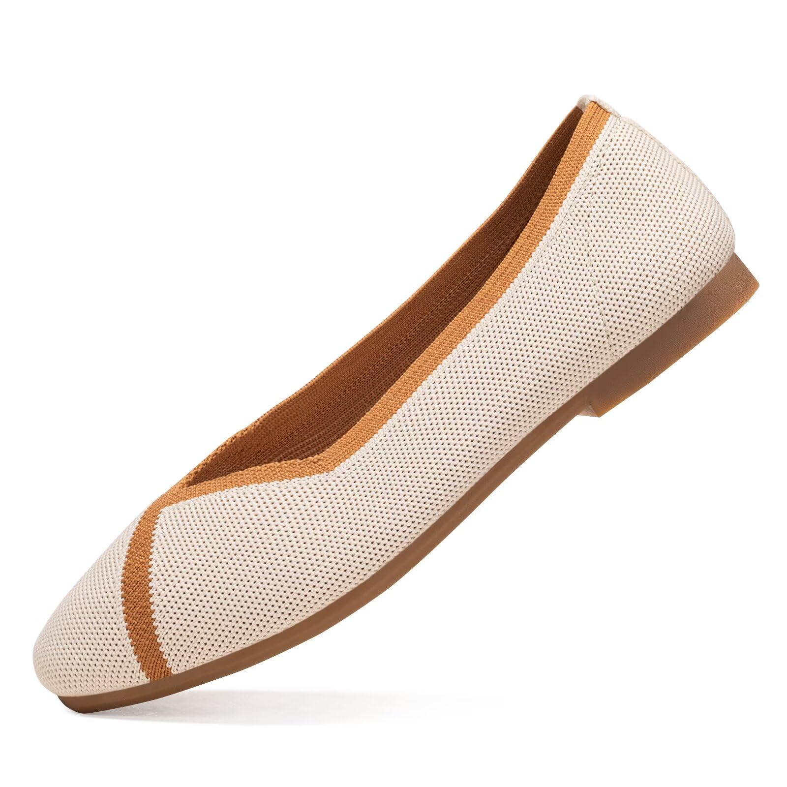Frank Mully Damen Flache Schuhe mit quadratischer Zehenpartie, Bequeme Flache Strickschuhe, Arbeitsschuhe für Damen