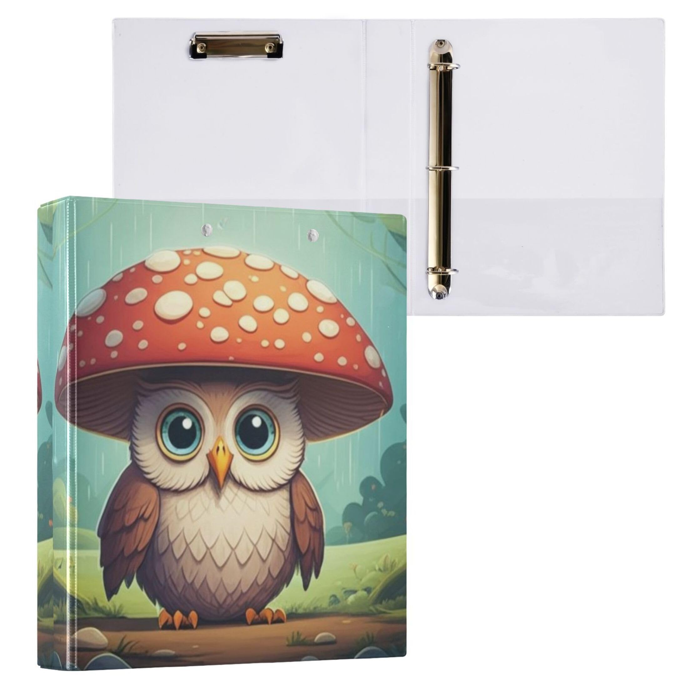 Raccoglitori personalizzati con gufo verde foresta 3,8 cm, 3 anelli, 200 fogli, blocco note, 31,5 x 27 x 6 cm, confezione da 2