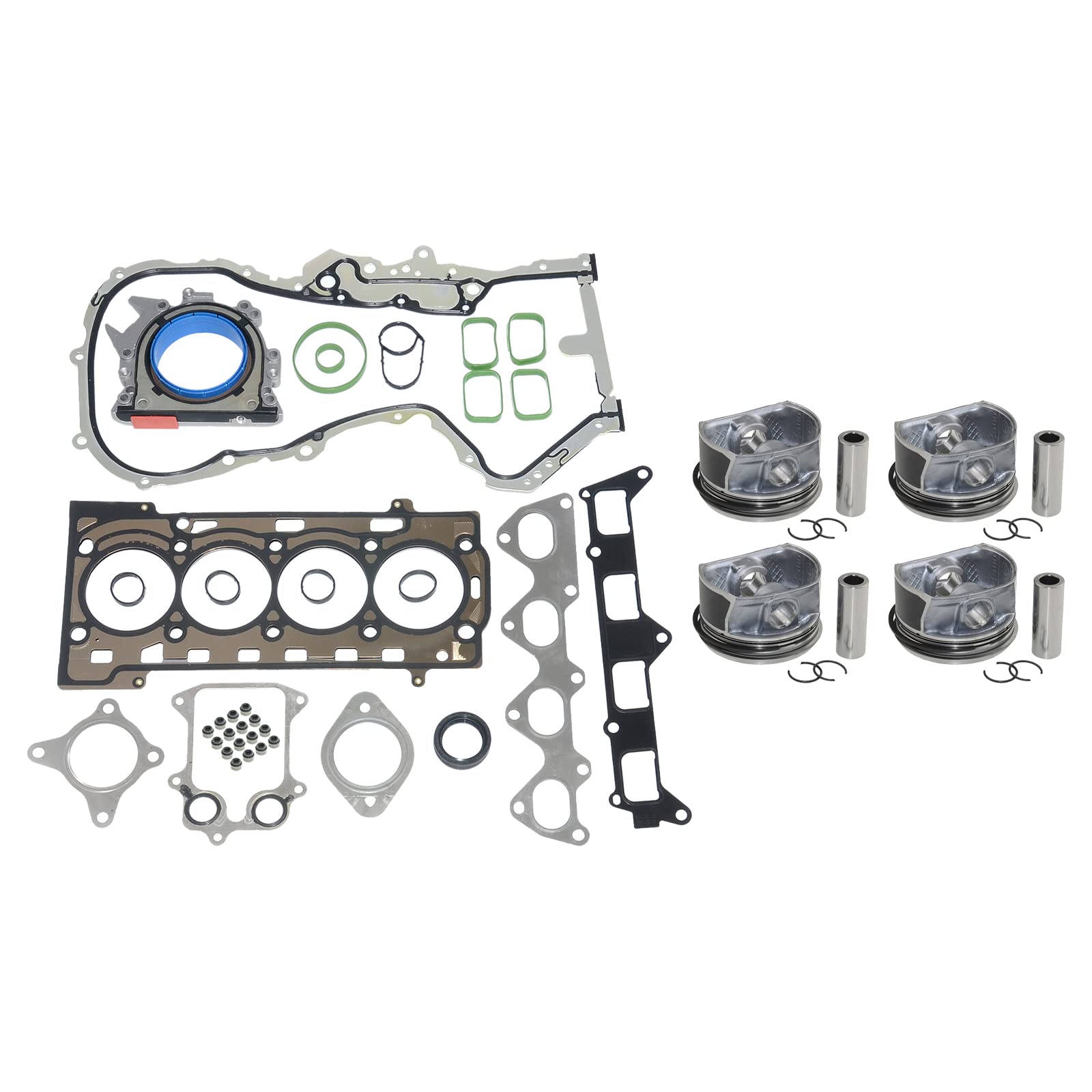 Guarnizione testa cilindro + kit 4 pistoni compatibile con 03C107065AQ 03C109287G 03C103383R