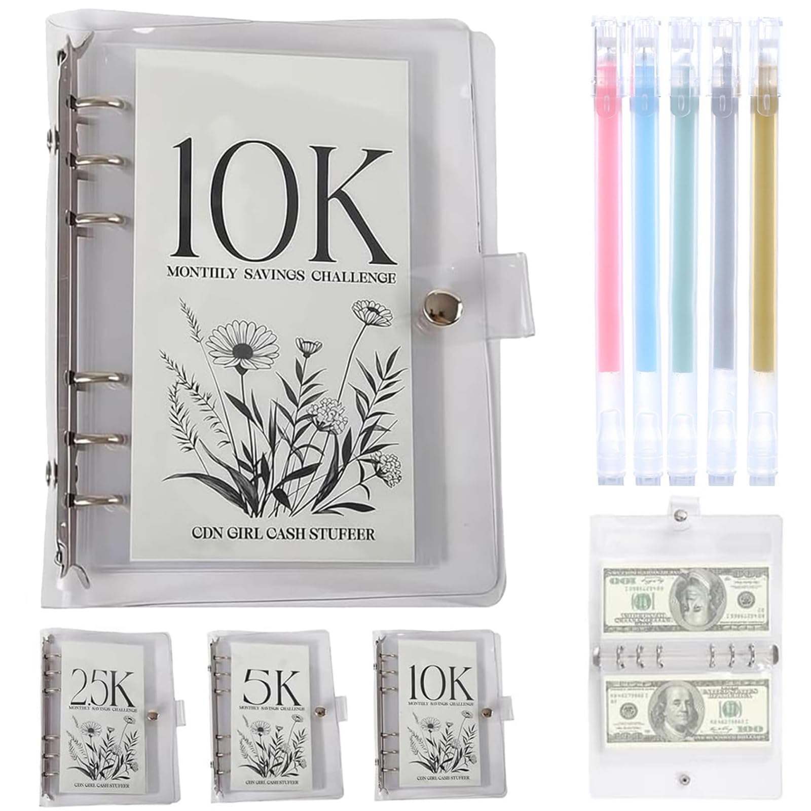 12-Month Envelopes Money Saving Challenge Binder, 12-Month Savings Challenges Book with Envelopes, Easy & Funny to Save 2.5K/5K/10K (10K)