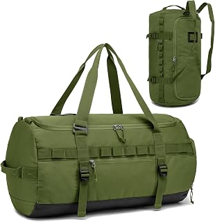 Gym Bags for Men, 60L Large Travel Duffle Bag with Shoe Compartment Outdoor Tactical Duffel Bag Backpack Lightweight Weekender Overnight Bag for Gym, Travel, Camping, Green