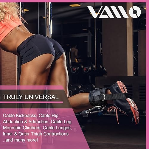 Miniatura 2 de VAIIO Correas de tobillo para máquinas de cable, neopreno ajustable y cómodo, refuerzan el doble anillo en D, puños de tobillo de alta calidad para