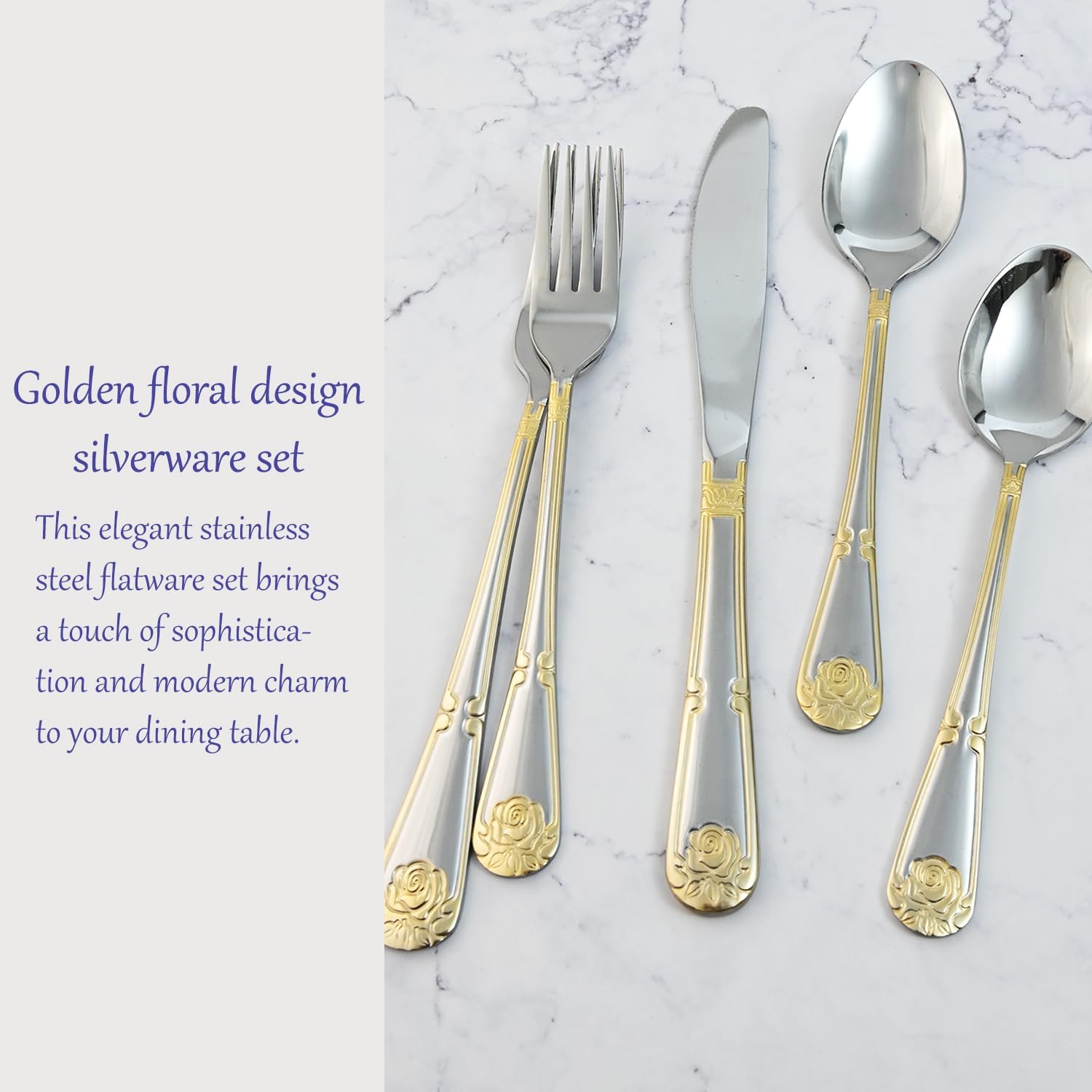 Modern Silverware Set for 8, 40-Piece 18/0 Stainless Steel Flatware Set, Heavy Duty Luxury Cutlery for Decoration, Halloween, Thanksgiving, Christmas, Party, Gift, Housewarming