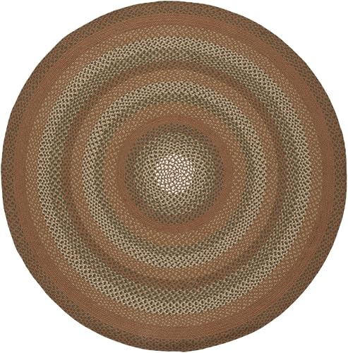 SAFAVIEH Alfombra trenzada Collection de 6 pies, redonda, marfil y marrón, diseño de algodón reversible de tejido plano, fácil cuidado, ideal para