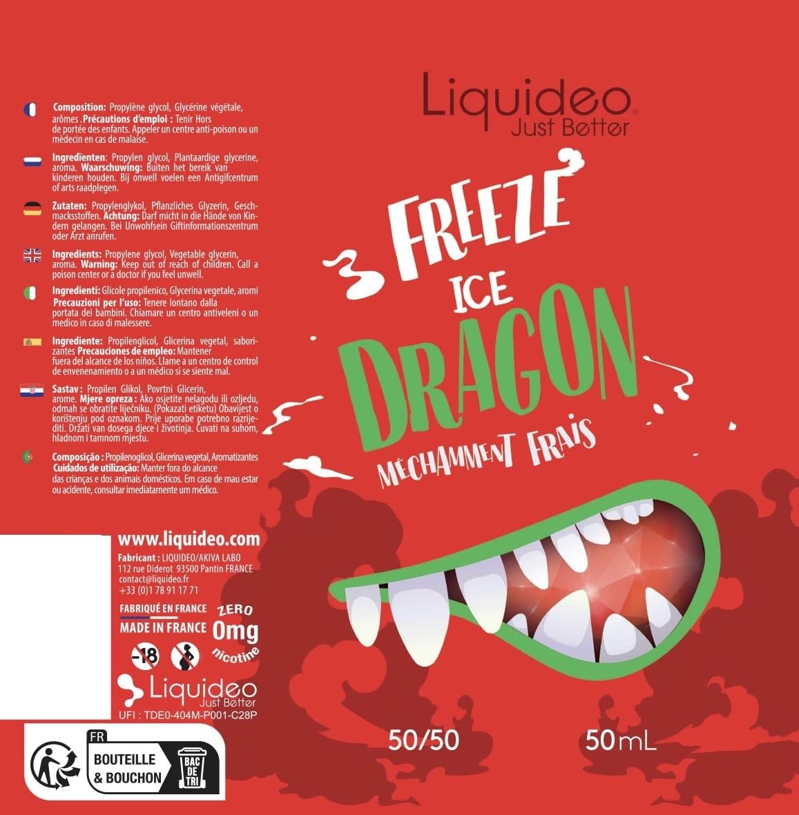 E-Liquide Freeze Dragon 50ml - Liquideo - (sans nicotine ni tabac) : Amazon.fr: High-Tech E-Liquide Freeze Dragon 50ml - Liquideo - (sans nicotine ni tabac) : Amazon.fr: High-Tech