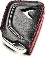 Vista 4 de Vitodeco - Funda de llave inteligente de cuero con llavero de cuero compatible para Chevrolet Corvette (modelos 2020 - 2026) - 7 botones, Negro/Rojo