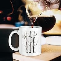 Vista 6 de Birch Tree Coffee Cup Ceramic, Sublimation Mugs with Large Handle for Tea, Personalized Machine Washable Drinking Mug for Buffets, Home, And