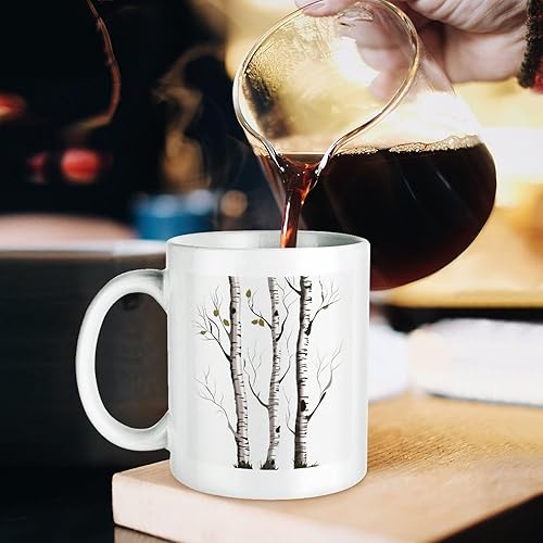 Miniatura 6 de Birch Tree Coffee Cup Ceramic, Sublimation Mugs with Large Handle for Tea, Personalized Machine Washable Drinking Mug for Buffets, Home, And