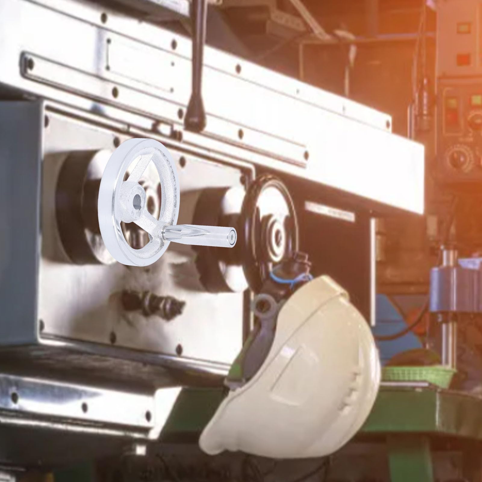 NDNCZDHC 12x100mm Round Hand Wheel with Revolving Handle, Lathe Hand Wheel Cast Iron Handwheel