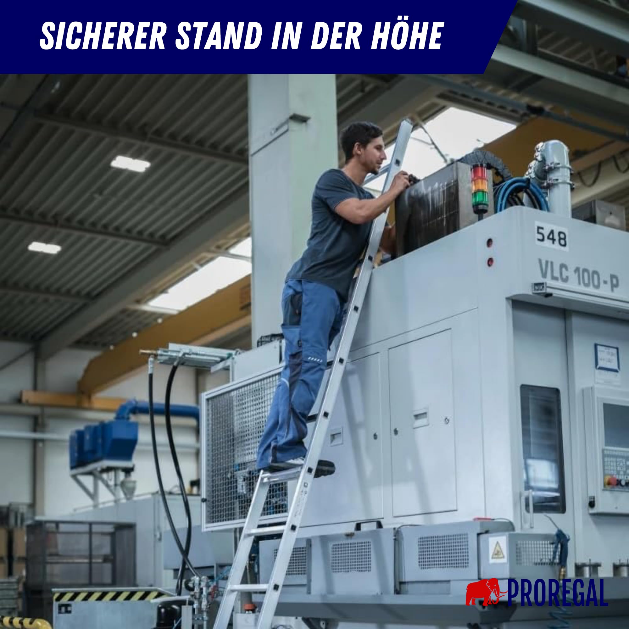 PROREGAL Stufen-Anlegeleiter ohne Traverse | 6 Stufen | Leiter, Teleskopleiter, Trittleiter, Bockleiter, Sprossen-Doppelleiter