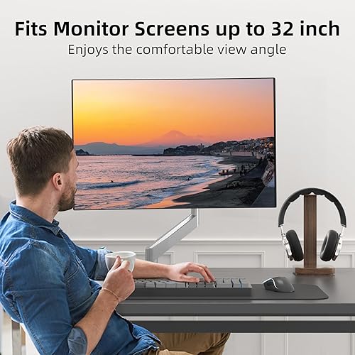 Miniatura 6 de Suptek Soporte de escritorio para monitor único con brazo de resorte de gas ajustable para soporte de monitor de 17 20 22 23 24 26 27 32 33