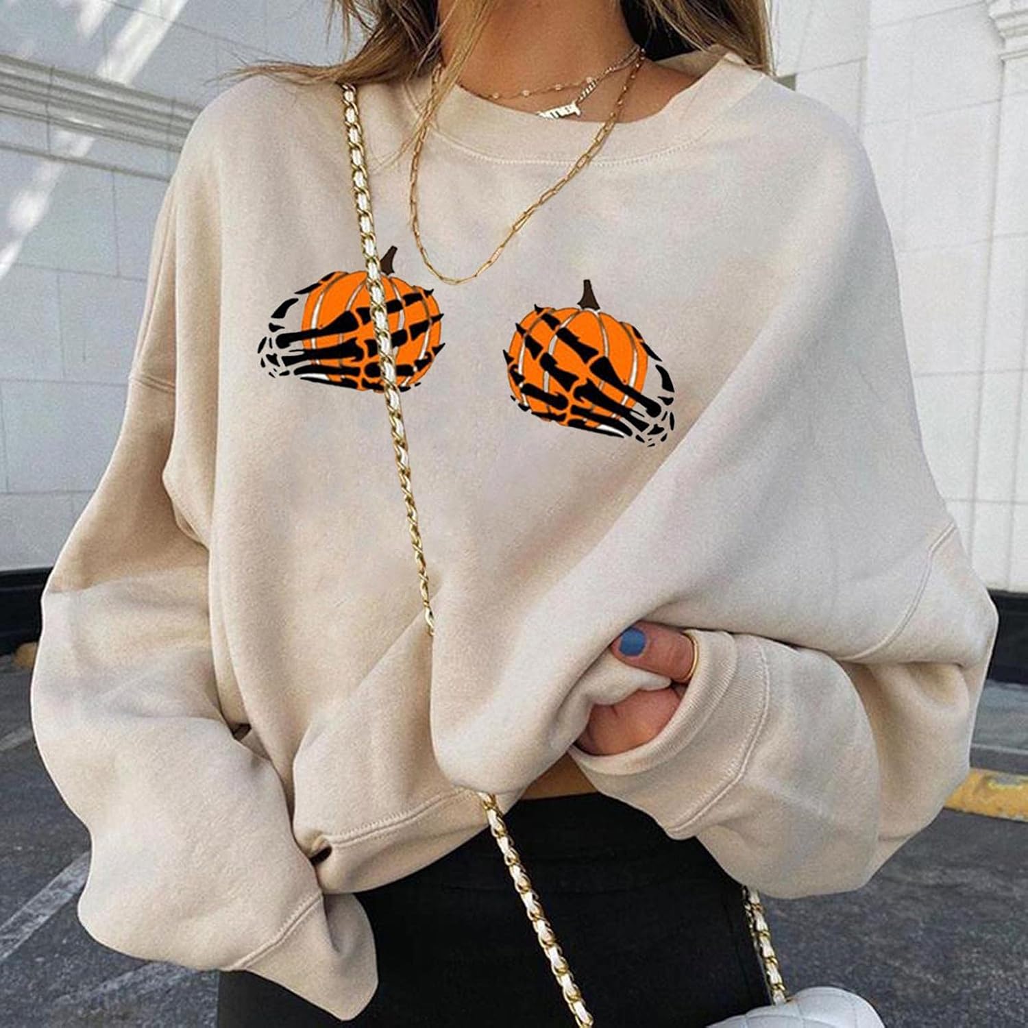Fowoukior Oversized Tops Women Halloween Long Sleeved Hooded Sweatshirt Casual Blouse Basic Witch Graphic Blouse Teen Girls : Clothing, Shoes & Jewelry