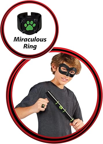 Vista 6 de Miraculous Tales Of Ladybug and Cat Noir - Juego de rol para niños, disfraz de disfraz de mariquita y accesorios para niñas y niños, Negro